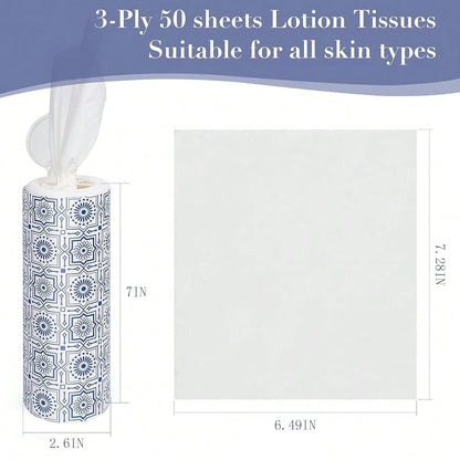 Car Tissue Holder With Facial Tissues Bulk,4 Tubes Lotion, Travel Tissues For Cup Holder, Car Tissues Cylinder With Gift Wrapping(3-Ply,200 Sheets)