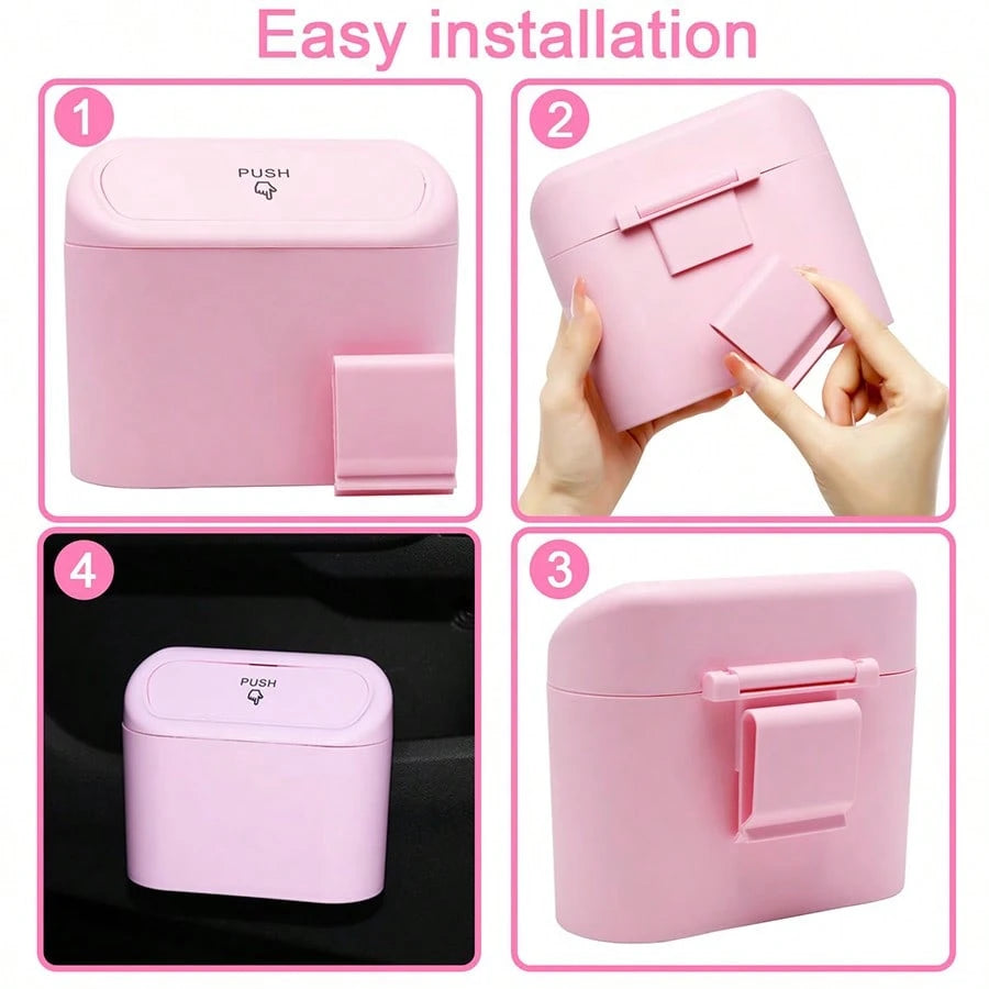 Car Trash Can With Lid, Leak-Proof, Car Storage Box, Car Organizer, Hanging Storage Box, Mini Creative Car Trash Can, Portable Hanging Trash Can For Vehicle Organization, Suitable For A Wide Range Of