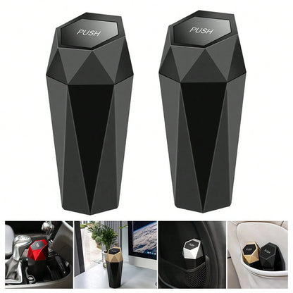 Car Trash Can With Lid(With 4 Rolls Of Garbage Bags), Car Cup Holder Trash Can, Mini Essential Car Accessories For Interior, Leakproof Garbage Can, Multipurpose Organizers And Storage For Car, Home