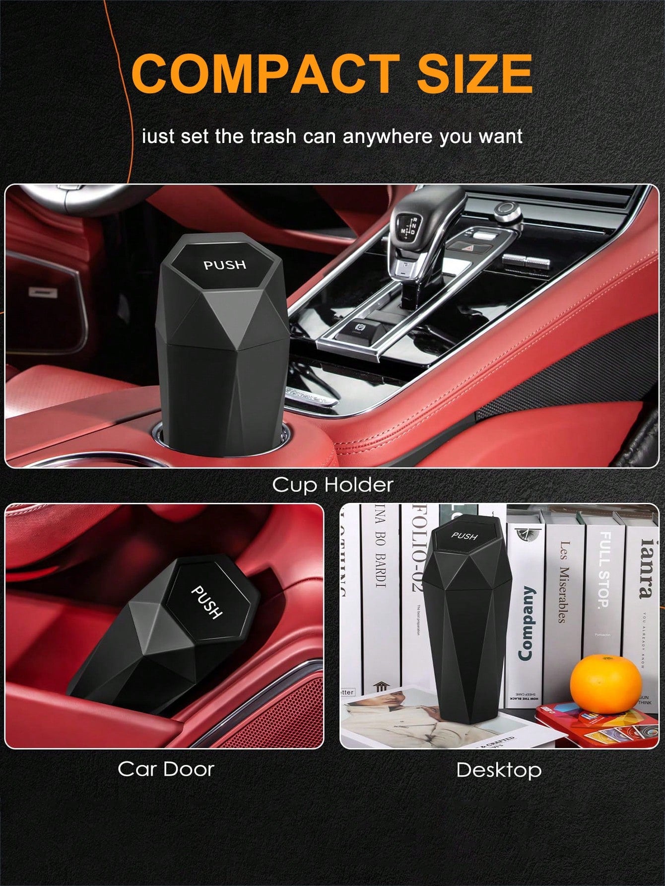 Car Trash Can With Lid(With 4 Rolls Of Garbage Bags), Car Cup Holder Trash Can, Mini Essential Car Accessories For Interior, Leakproof Garbage Can, Multipurpose Organizers And Storage For Car, Home