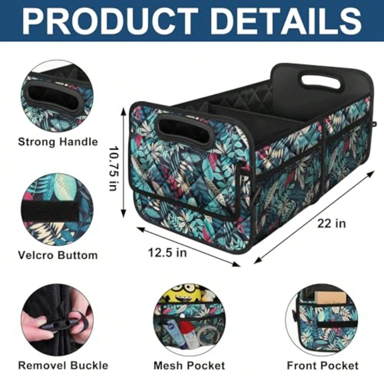 Car Trunk Organizer For SUV, Car Organizers And Storage With Reinforced Handles, Car Accessories For Women/Men 50L Waterproof Polyester Trunk Organizer