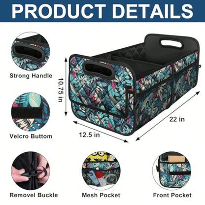 Car Trunk Organizer For SUV, Car Organizers And Storage With Reinforced Handles, Car Accessories For Women/Men 50L Waterproof Polyester Trunk Organizer