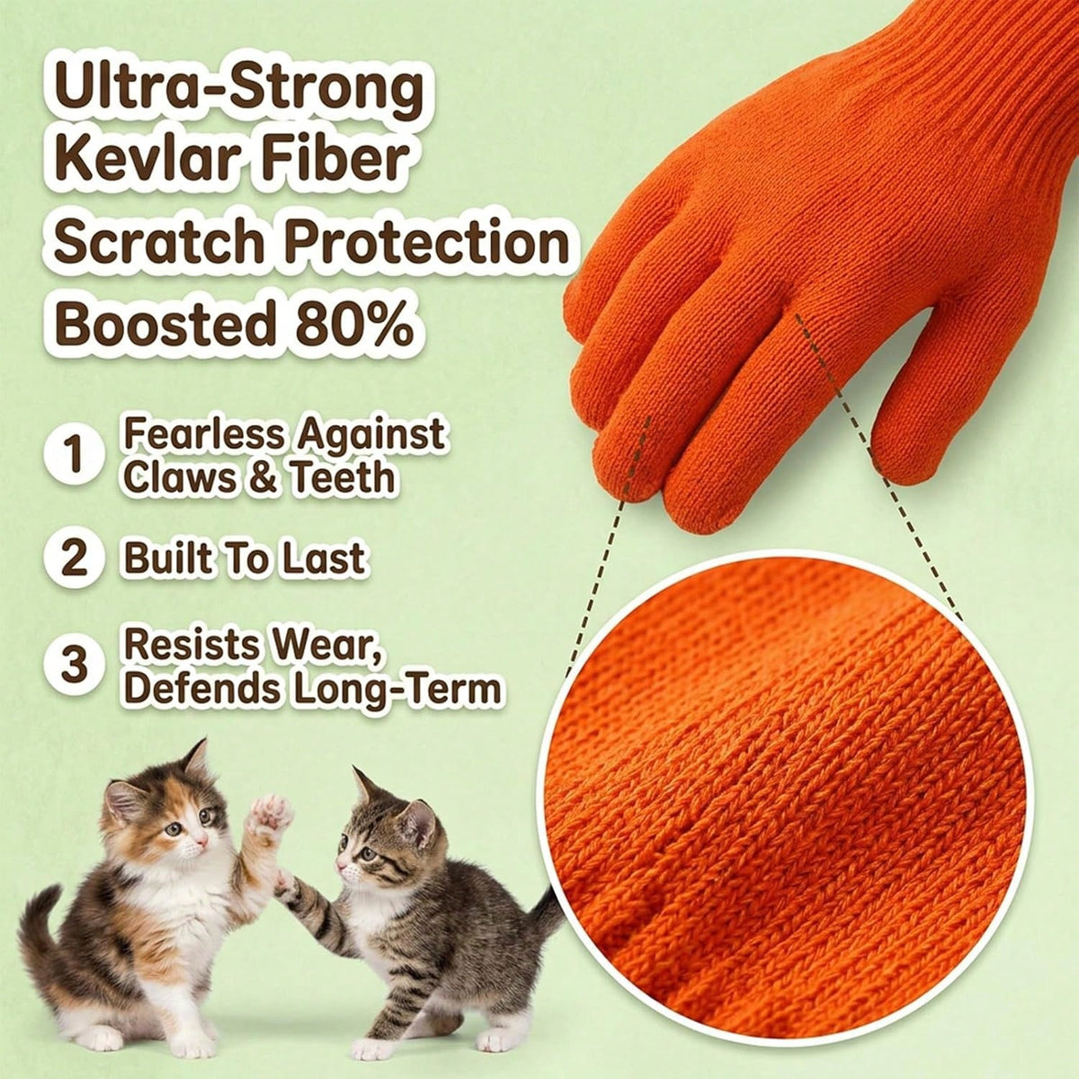 Cat Gloves Bite Proof, Cat Handling Gloves For Grooming And Washing, Cat Gloves To Prevent Scratching During Nail Trimming And Veterinary Examinations, 45cm Orange Protective Gloves For Anxious Cats