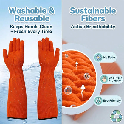 Cat Gloves Bite Proof, Cat Handling Gloves For Grooming And Washing, Cat Gloves To Prevent Scratching During Nail Trimming And Veterinary Examinations, 45cm Orange Protective Gloves For Anxious Cats