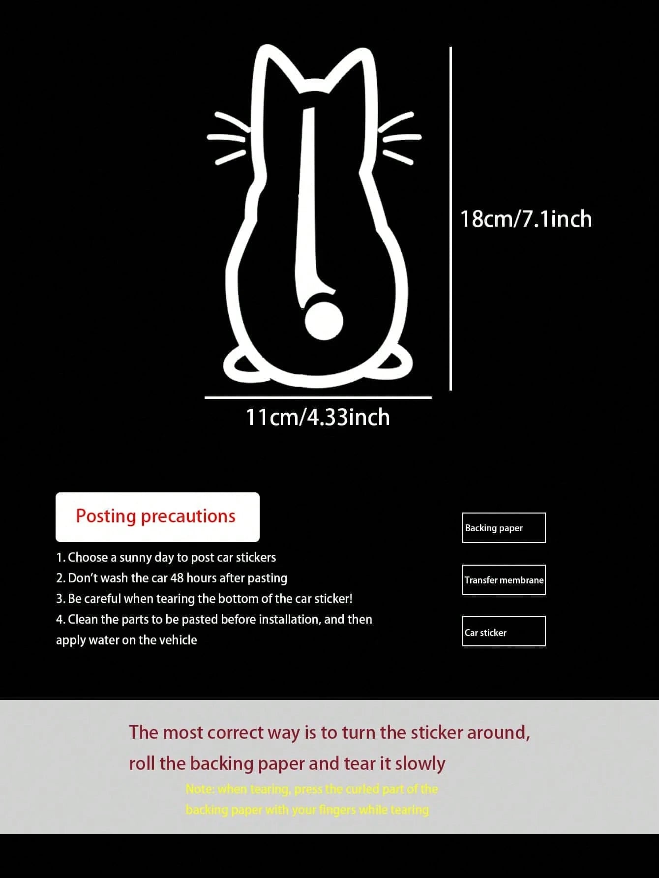 Cat Rear Window Wiper Decal Rearview Mirror Sticker Women's Rearview Mirror Car Sticker Vinyl Sticker Car Scratch Protection Film Glass Decorative Car Sticker, Suitable For Window Stickers Exquisite C