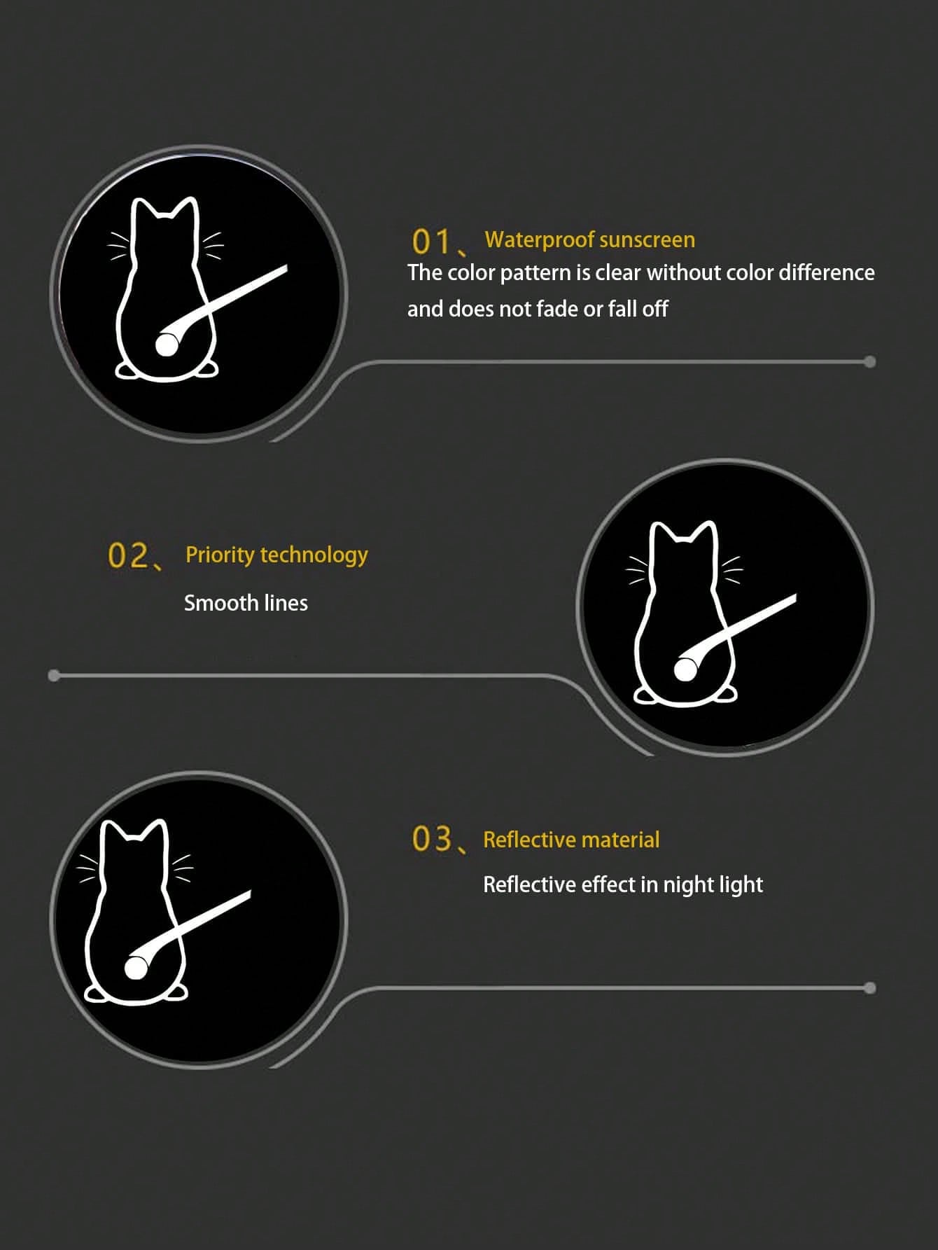 Cat Rear Window Wiper Decal Rearview Mirror Sticker Women's Rearview Mirror Car Sticker Vinyl Sticker Car Scratch Protection Film Glass Decorative Car Sticker, Suitable For Window Stickers Exquisite C