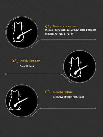 Cat Rear Window Wiper Decal Rearview Mirror Sticker Women's Rearview Mirror Car Sticker Vinyl Sticker Car Scratch Protection Film Glass Decorative Car Sticker, Suitable For Window Stickers Exquisite C