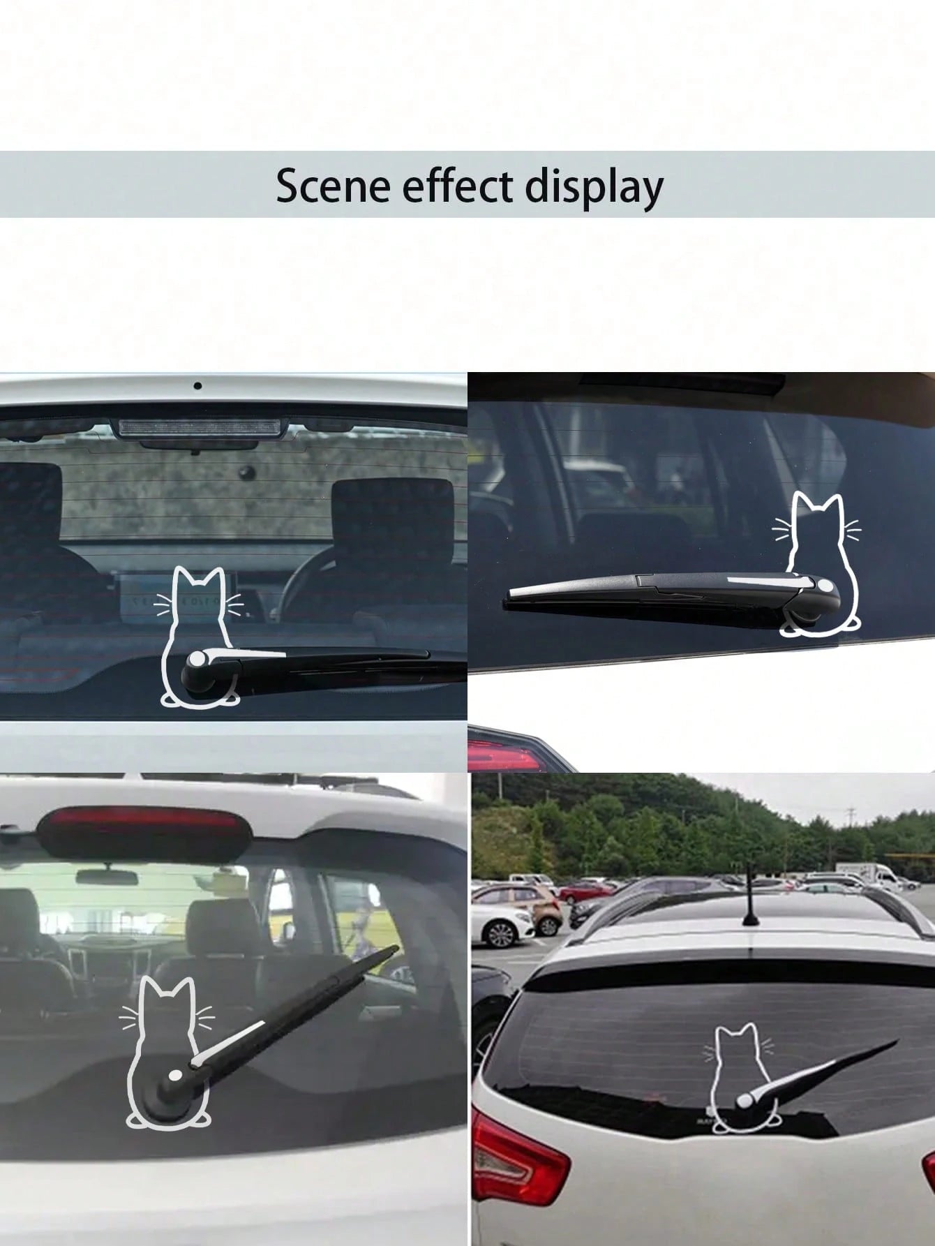 Cat Rear Window Wiper Decal Rearview Mirror Sticker Women's Rearview Mirror Car Sticker Vinyl Sticker Car Scratch Protection Film Glass Decorative Car Sticker, Suitable For Window Stickers Exquisite C