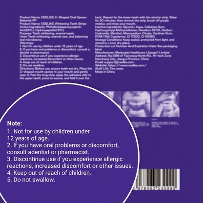 [CEELIKE] Purple Whitening Teeth Strips, Includes Dental Retractor- 7/21 Treatments- Contains Nano-Hydroxyapatite To Protect Enamel- Peroxide-Free Formula