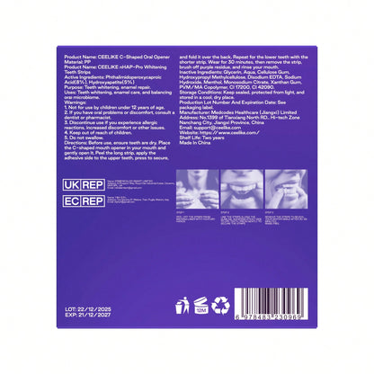 [CEELIKE] Purple Whitening Teeth Strips, Includes Dental Retractor- 7/21 Treatments- Contains Nano-Hydroxyapatite To Protect Enamel- Peroxide-Free Formula