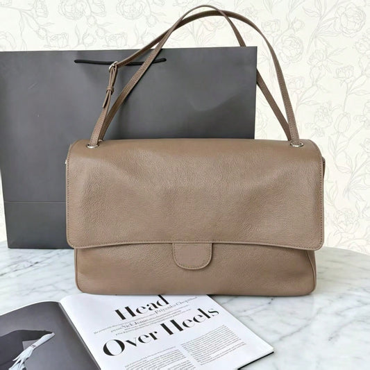 CHA Vintage Minimalist Fashion Solid Color Genuine Leather Shoulder Bag Large Capacity For Commuting Daily Use And Dating