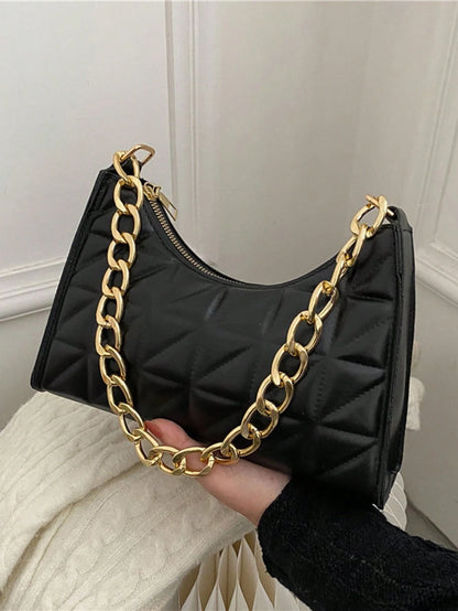 Chain Underarm Bag Minimalist French Style Women's Solid Color New Candy Color Underarm Bag High-End Texture Shoulder Bag Fashion Baguette Bag