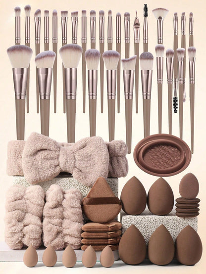 (Champagne Gold )30PCS Makeup Brush Sets Premium Synthetic Hair Eyeshadow Blending Brush Sets Cosmetics Tools+24PCS Makeup Tools Set,Travel,Travel Essential,Valentine's Day,Cheap,Travel Makeup Brush,G