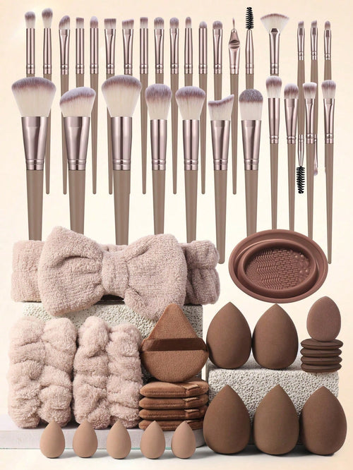 (Champagne Gold )30PCS Makeup Brush Sets Premium Synthetic Hair Eyeshadow Blending Brush Sets Cosmetics Tools+24PCS Makeup Tools Set,Travel,Travel Essential,Valentine's Day,Cheap,Travel Makeup Brush,G