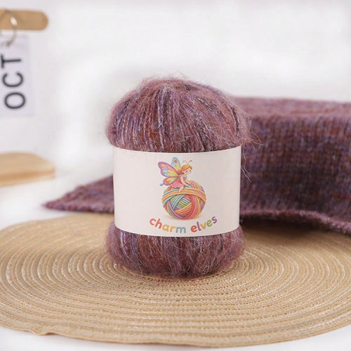 CHARM ELVES 300g/6pcs, 6-Pack Soft & Comfortable Sprinkled Yarn Colorful Mixed Mohair Yarn- 50g Per Roll, 300g Total, Multiple Colors Available, Colorful Handmade Knitting & Crochet Yarn, Favored By