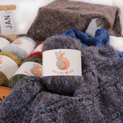 CHARM ELVES 300g/6pcs, 6-Pack Soft & Comfortable Sprinkled Yarn Colorful Mixed Mohair Yarn- 50g Per Roll, 300g Total, Multiple Colors Available, Colorful Handmade Knitting & Crochet Yarn, Favored By