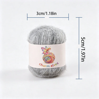 CHARM ELVES 300g/6pcs, 6-Pack Soft & Comfortable Sprinkled Yarn Colorful Mixed Mohair Yarn- 50g Per Roll, 300g Total, Multiple Colors Available, Colorful Handmade Knitting & Crochet Yarn, Favored By