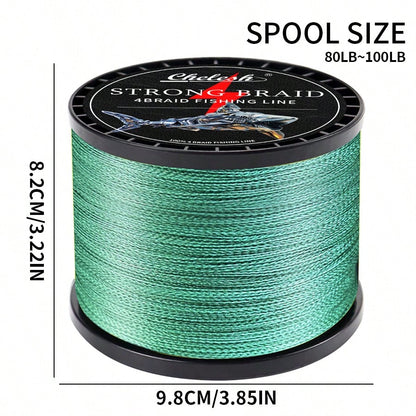Chelesh 1000 Yards/914 Meters, 4-Strand Braided PE Fishing Line, Available In Color And Olive Green, Fishing Tools, Fishing Gift