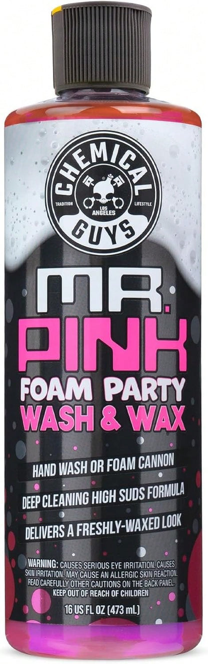 Chemical Guys CWS22116 Mr Pink Foam Party Wash &Amp; Wax (Works With Foam Cannons Or Bucket Washes) For Cars, Trucks, SUVS, Motorcycles, RVs &Amp; More, (16 Fl Oz) Tangerine Scent
