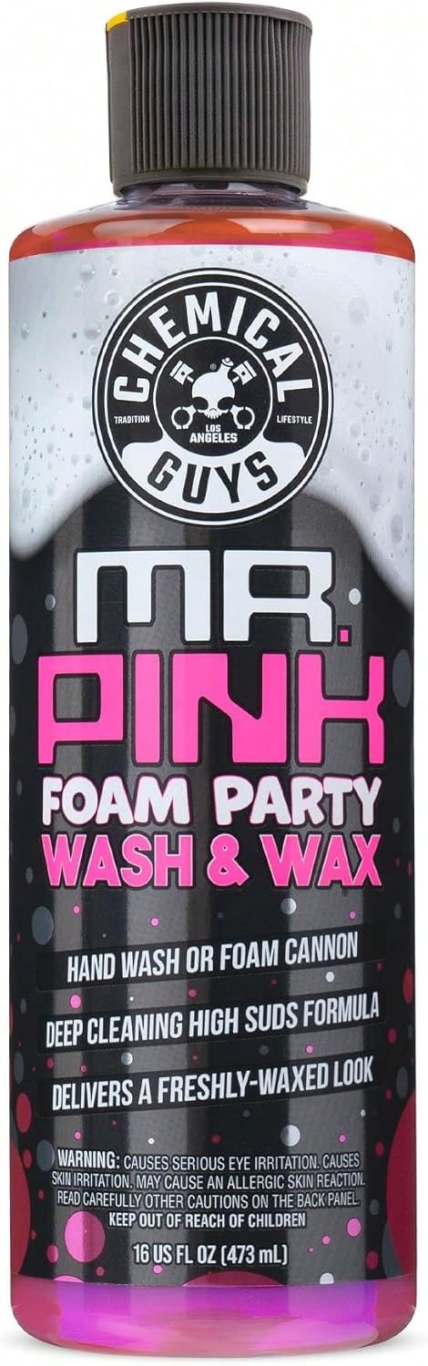 Chemical Guys CWS22116 Mr Pink Foam Party Wash &Amp; Wax (Works With Foam Cannons Or Bucket Washes) For Cars, Trucks, SUVS, Motorcycles, RVs &Amp; More, (16 Fl Oz) Tangerine Scent