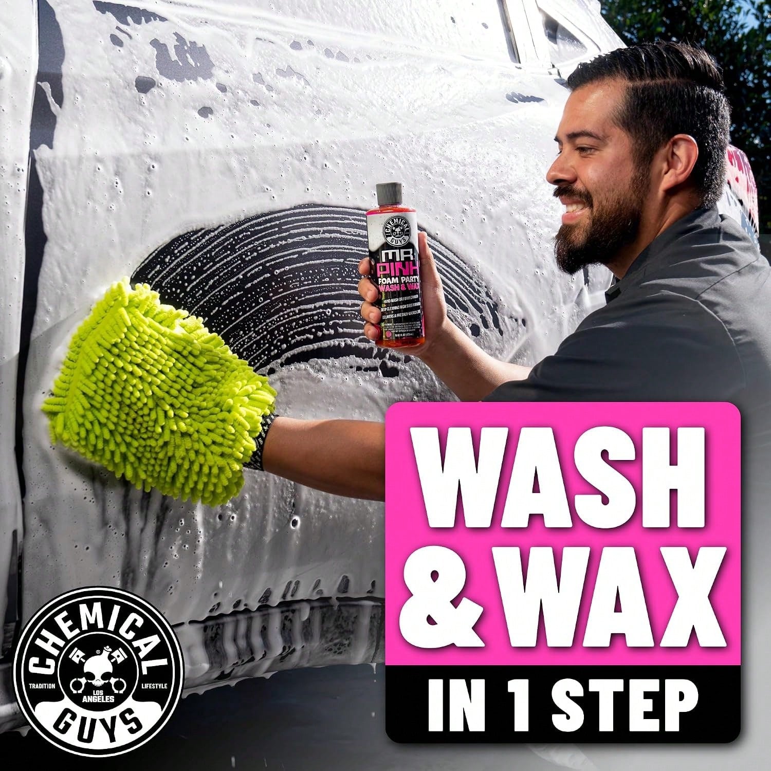 Chemical Guys CWS22116 Mr Pink Foam Party Wash &Amp; Wax (Works With Foam Cannons Or Bucket Washes) For Cars, Trucks, SUVS, Motorcycles, RVs &Amp; More, (16 Fl Oz) Tangerine Scent