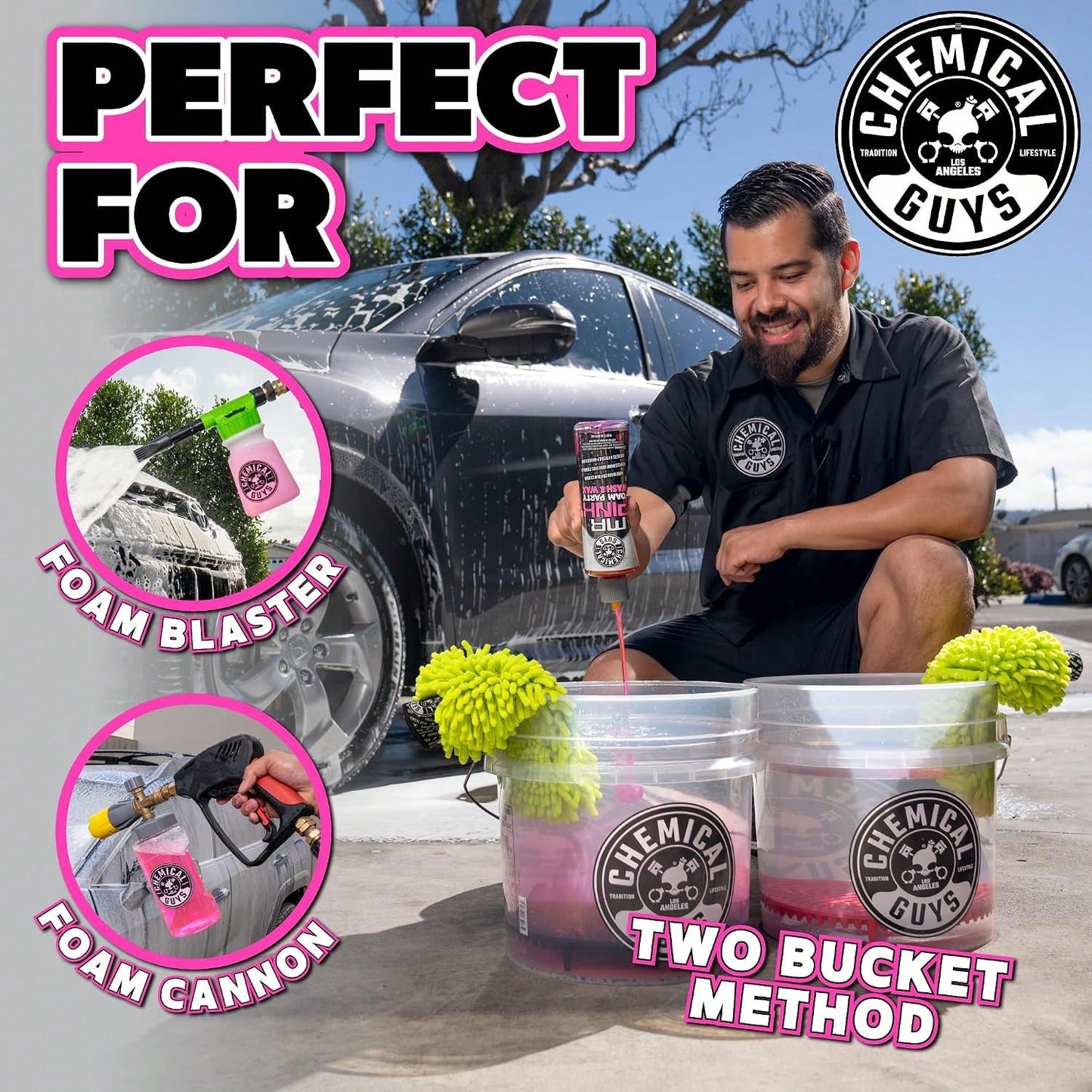 Chemical Guys CWS22116 Mr Pink Foam Party Wash &Amp; Wax (Works With Foam Cannons Or Bucket Washes) For Cars, Trucks, SUVS, Motorcycles, RVs &Amp; More, (16 Fl Oz) Tangerine Scent