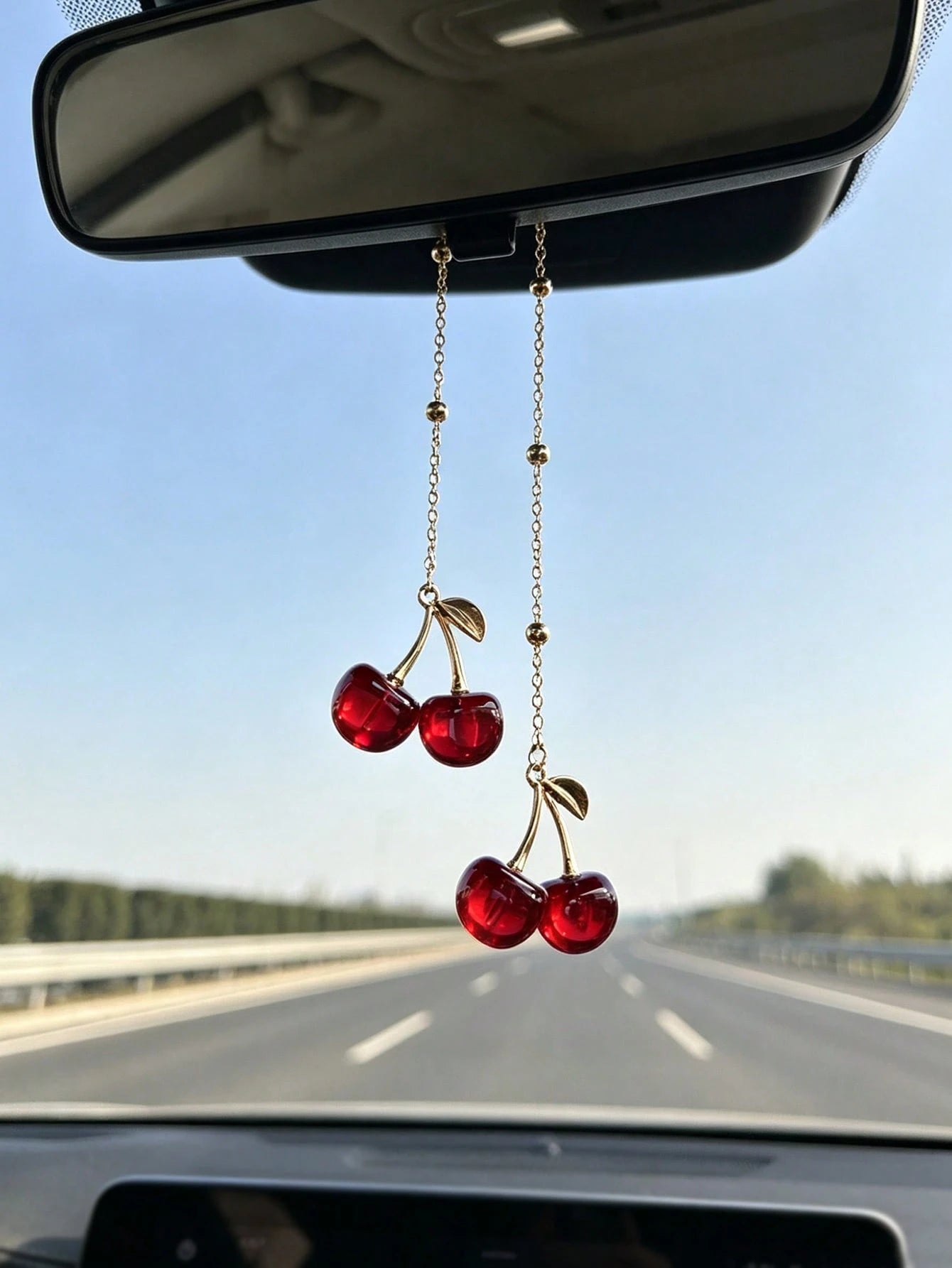Cherry Car Pendant, Car Rearview Mirror Decoration, Alloy Jewelry, Fruit Cherry Pendant, Good Interior Decoration