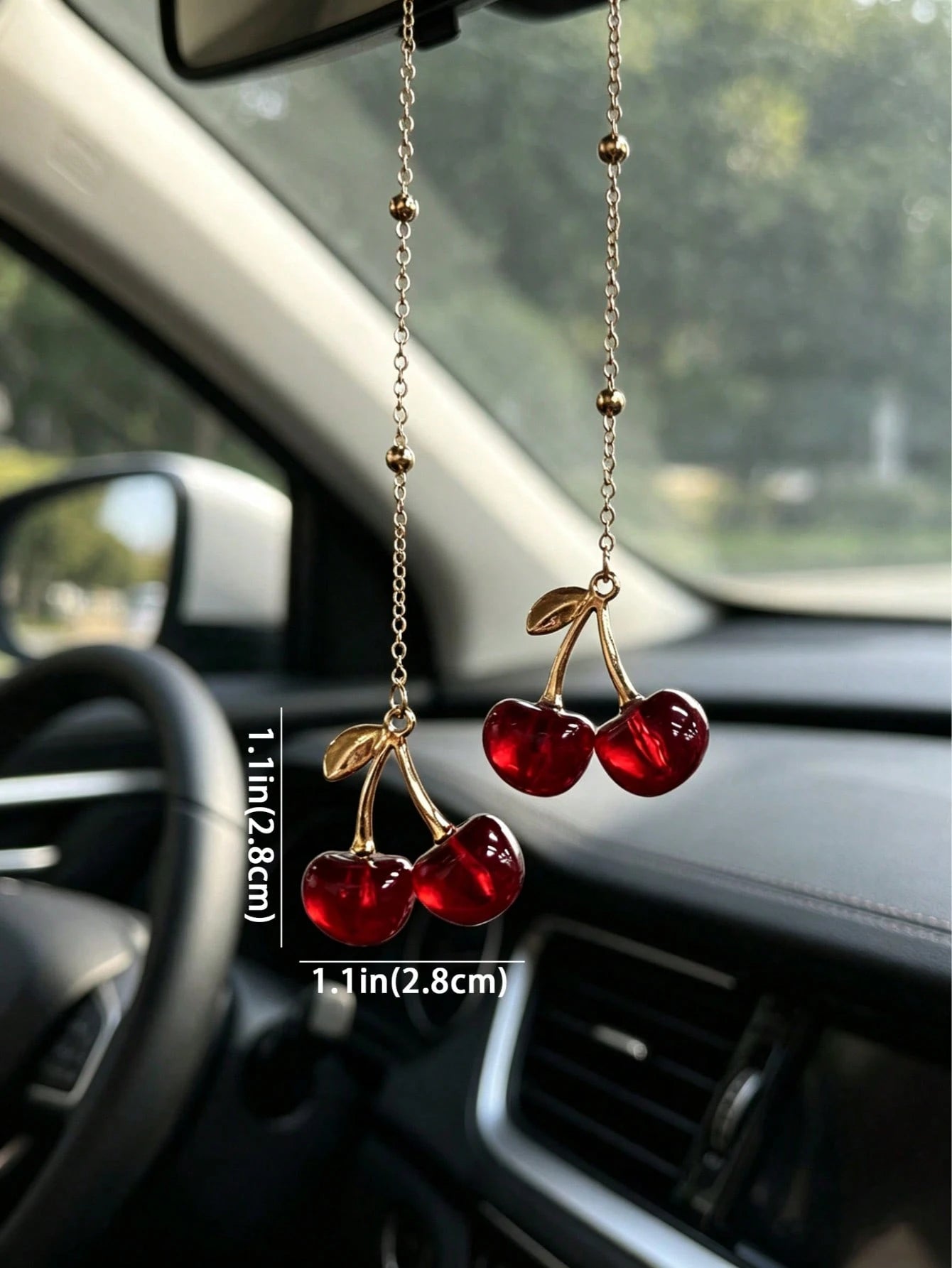 Cherry Car Pendant, Car Rearview Mirror Decoration, Alloy Jewelry, Fruit Cherry Pendant, Good Interior Decoration