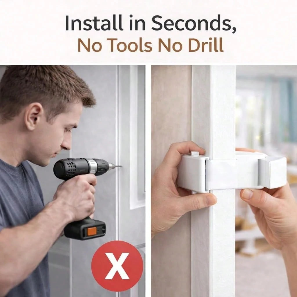 Childproof Door Lock No Drill Safety Locks For Baby Toddler Proof Door Latch Fits