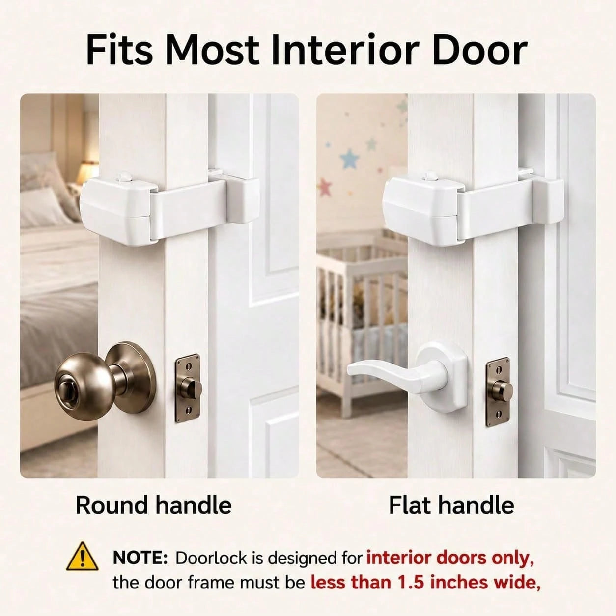 Childproof Door Lock No Drill Safety Locks For Baby Toddler Proof Door Latch Fits