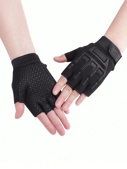 Children's Sports Half-Finger Gloves- For Boys And Girls For Outdoor Cycling, Rock Climbing, Skating And Fishing, Back To School, First Day Of School
