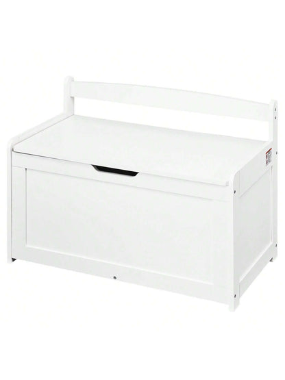 Children's Wooden Toy Box, Toddler Toy Storage Box With Flip Lid And Safety Hinges, Large Children's Storage Bench For Playroom, Bedroom, Living Room Or Entryway, Cherry, Gray, White