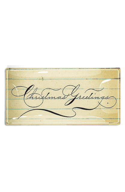 Christmas Greetings Penmanship Decoupage Glass Tray - Ben's Garden