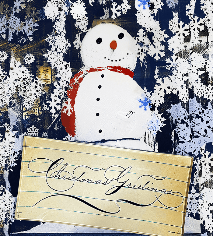 Christmas Greetings Penmanship Decoupage Glass Tray - Ben's Garden