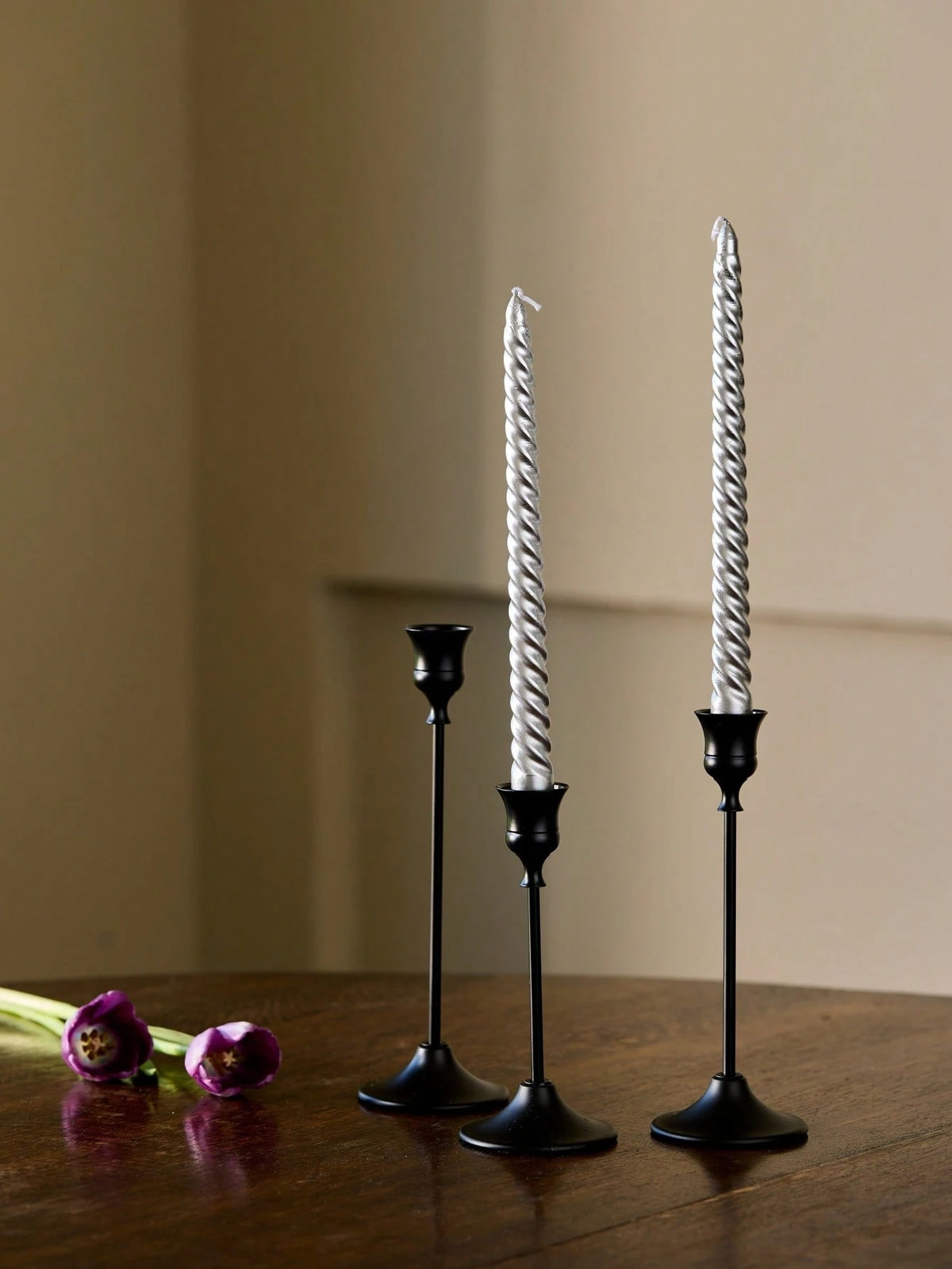 Cirelle 3pcs Brass Gold/Black Metal Tapered Candle Holders, Vintage Modern Decorative Centerpiece Candlesticks Suitable For Fireplace, Wedding, Party, Housewarming Gifts Birthday Graduation,Cozy Home