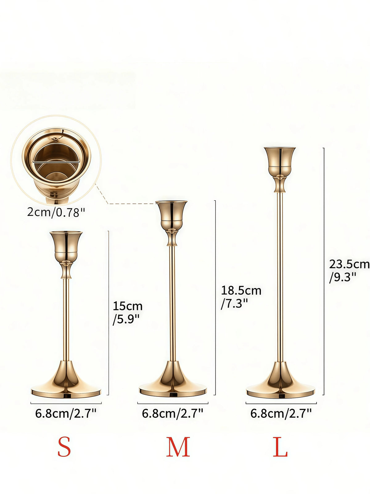 Cirelle 3pcs Brass Gold/Black Metal Tapered Candle Holders, Vintage Modern Decorative Centerpiece Candlesticks Suitable For Fireplace, Wedding, Party, Housewarming Gifts Birthday Graduation,Cozy Home