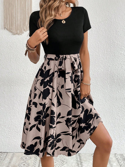 Clasi Floral Print Belted Dress