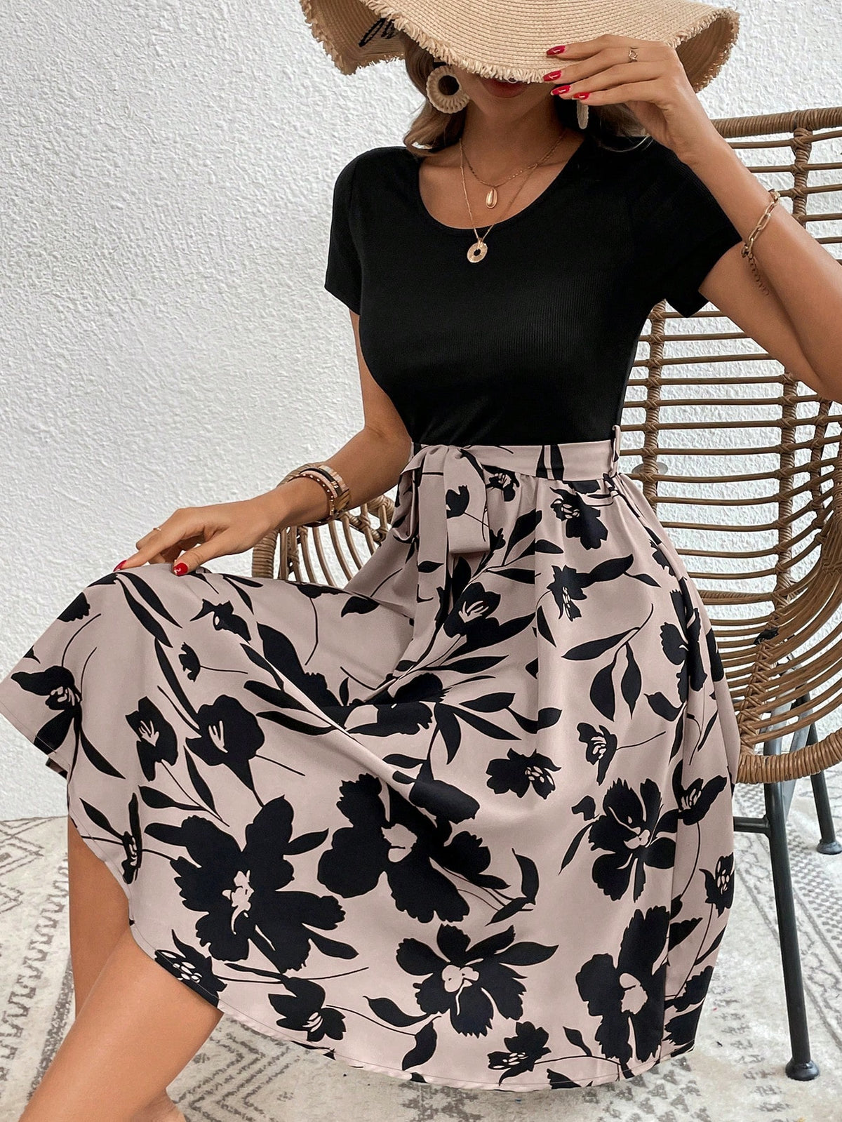 Clasi Floral Print Belted Dress