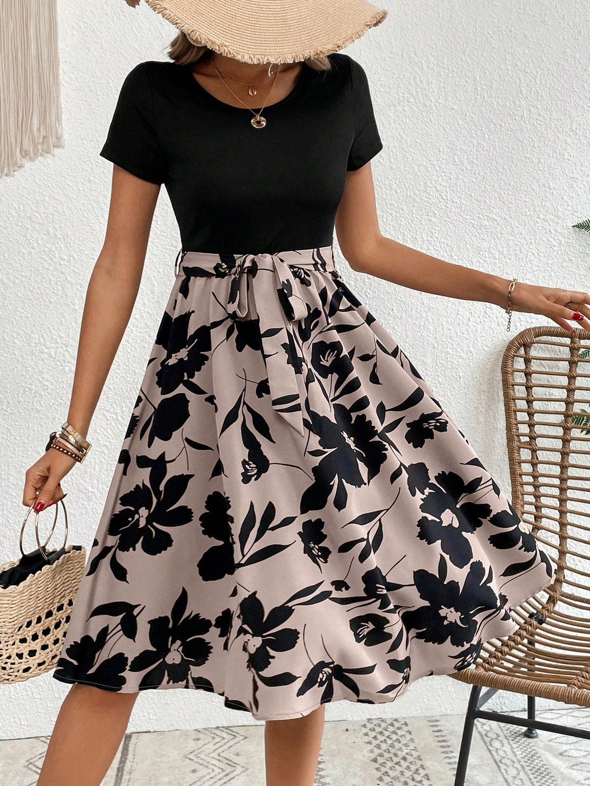 Clasi Floral Print Belted Dress