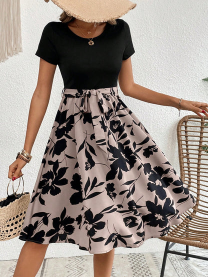 Clasi Floral Print Belted Dress