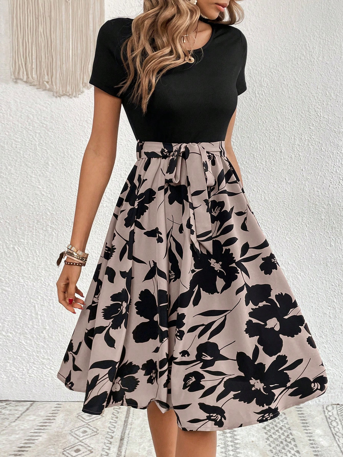 Clasi Floral Print Belted Dress