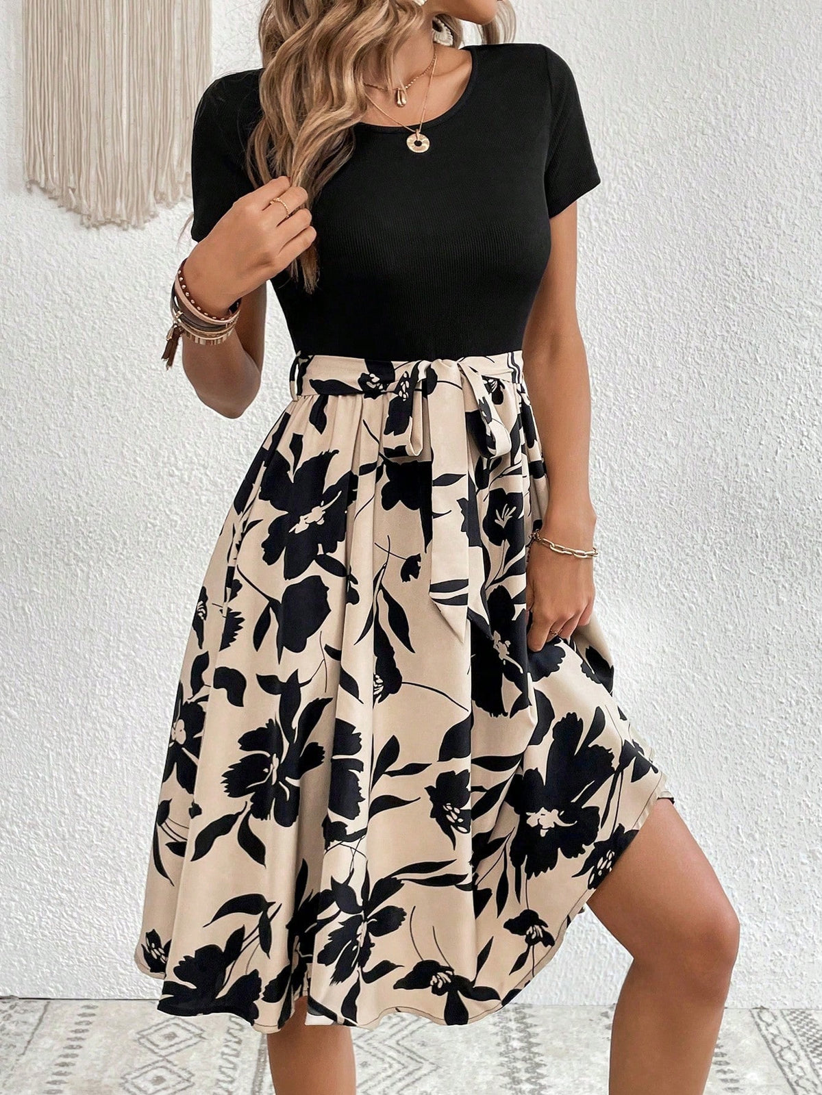 Clasi Floral Print Belted Dress