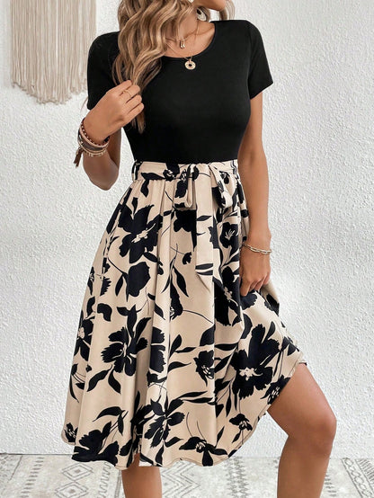 Clasi Floral Print Belted Dress