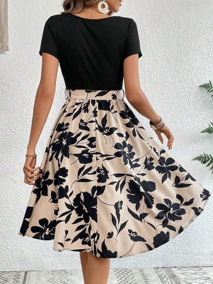 Clasi Floral Print Belted Dress