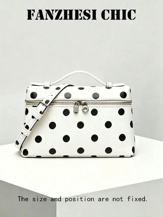 Classic Polka Dot Handbag, Exquisite Stitching And Timeless Polka Dot Print, Radiating A Sweet Vintage Vibe, Perfect For Weekend Shopping And Pairing With Casual Dresses.