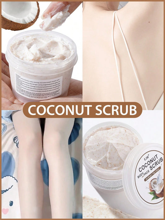Coconut Exfoliating Scrub-For Face And Body- Moisturizing & Nourishing, Gentle Cleansing For Glowing Soft Skin, Alcohol-Free For All Skin Types
