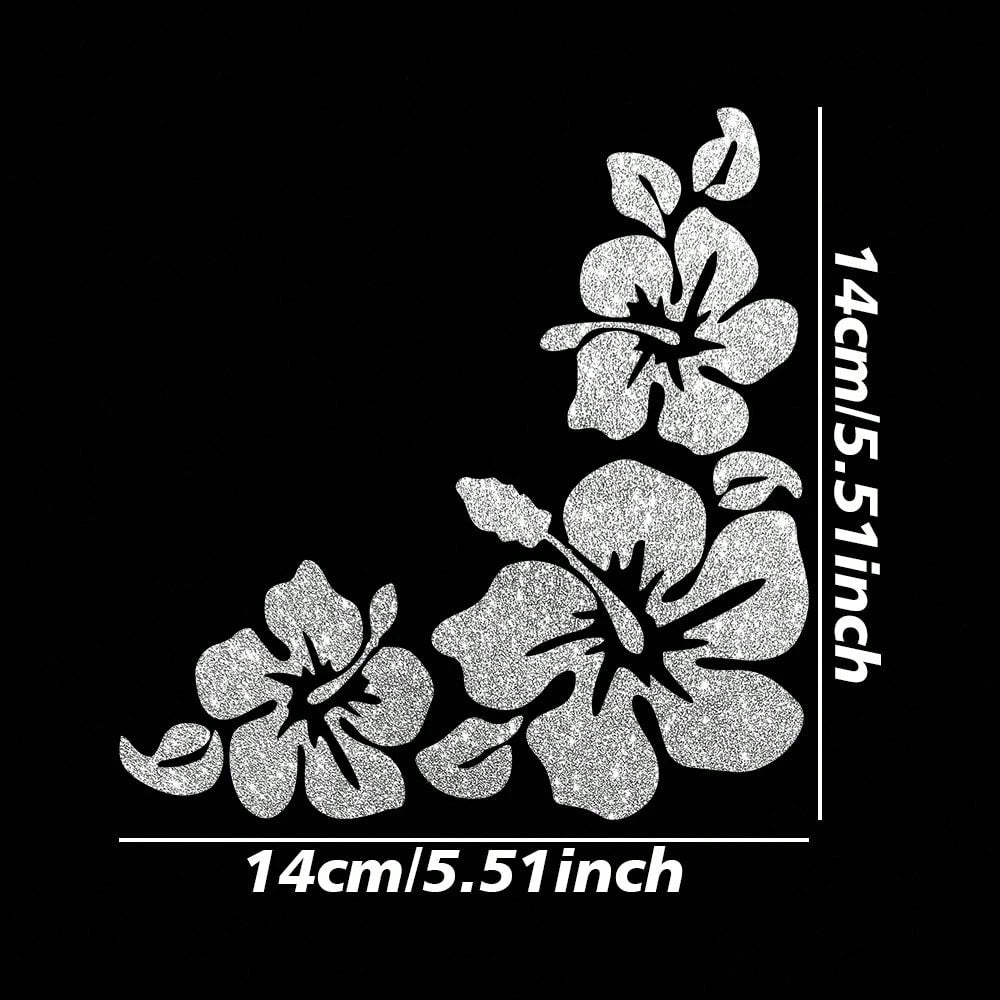 Colorful Shiny Vinyl Frangipani Flower Car Stickers, Suitable For Cars, Motorcycles, Laptops, Auto Accessories, Self-Adhesive, Reusable, Asymmetric Shape, Glossy Finish