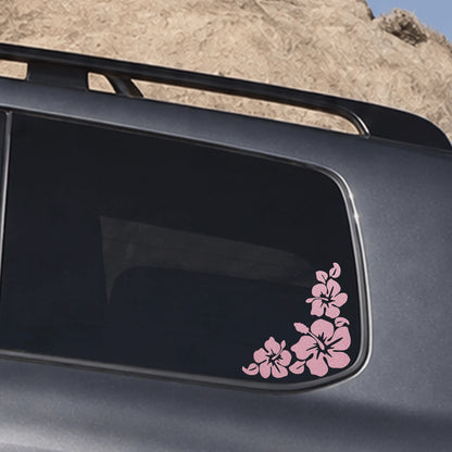 Colorful Shiny Vinyl Frangipani Flower Car Stickers, Suitable For Cars, Motorcycles, Laptops, Auto Accessories, Self-Adhesive, Reusable, Asymmetric Shape, Glossy Finish