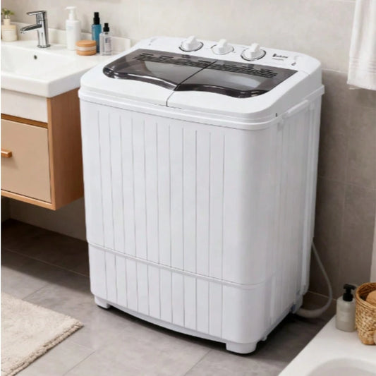 Compact Twin Tub With Built-In Drain Pump XPB35-188S 14.3(7.7 6.6)Lbs Semi-Automatic Gray Cover Washing Machine