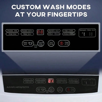 Compact Washer, Portable Washing Machine, Full Automatic Washer With 8 Programs And 6 Water Levels, White